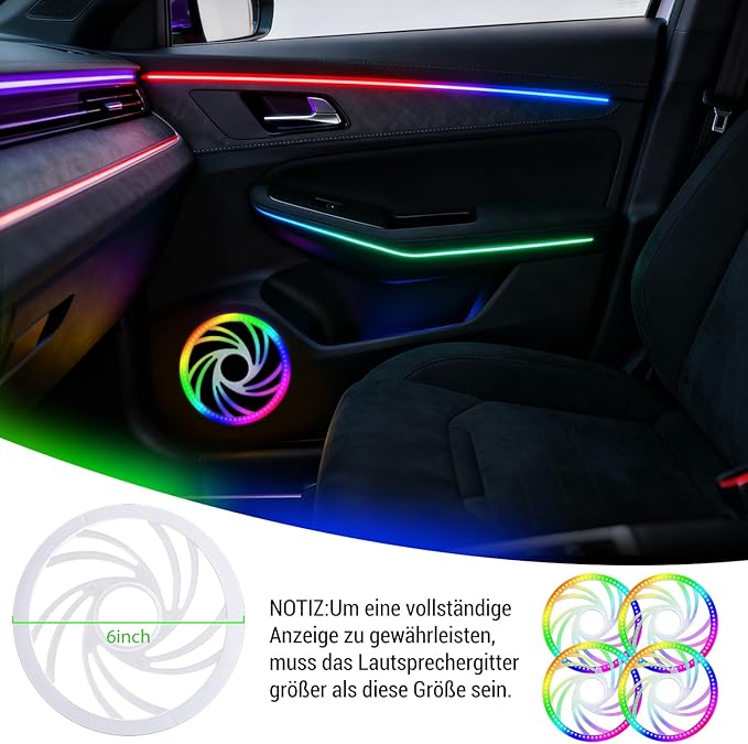 Car Interior Lighting, 22-in-1 HMYC 128 Colorful LED Acrylic Fiber Optic Strips, Universal Decorative Ambient Lighting with Music-synced Rhythm, app Control, RGB neon Lighting for All Cars