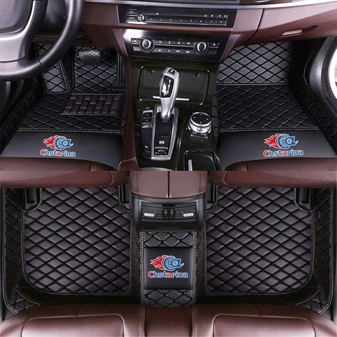 Custom Car Floor Mats Custom Logo/Pattern for SUV Van Truck Sedan Coupe Car Mats Full Surrouded Floor Mat All Weather Waterproof and Anti-Slip Protection Car Floor Liners(Black)