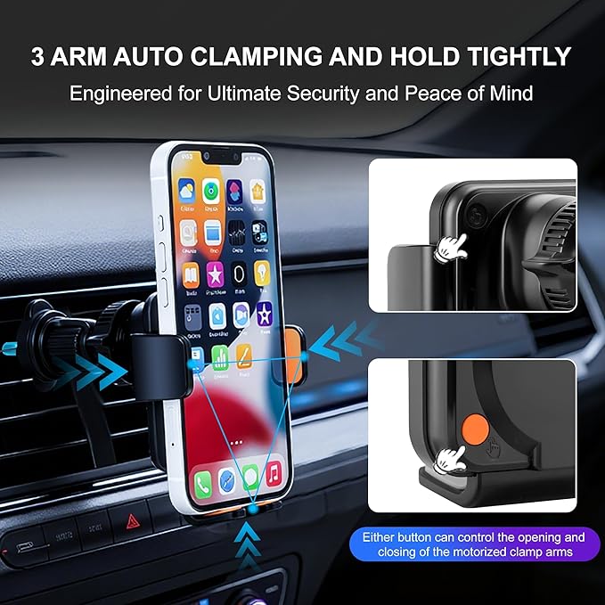 15W Fast Wireless Car Charger with Air Tracker Tag GPS Bulid in(iOS Only)-Air Vent Phone Mount, Works with Apple Find My, Hidden＆Undetectable (Wireless Car Charger with Tracker)