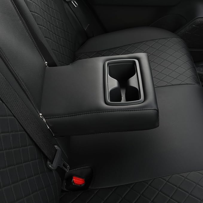 GIANT PANDA Full Set Car Seat Covers Custom Fit for Toyota Rav4 2019 2020 2021 2022 2023 2024 2025 Rav 4 Hybrid (XLE/LE/XLE Premium/Limited), Front & Rear/Back Accessories, Faux Leather (Black)