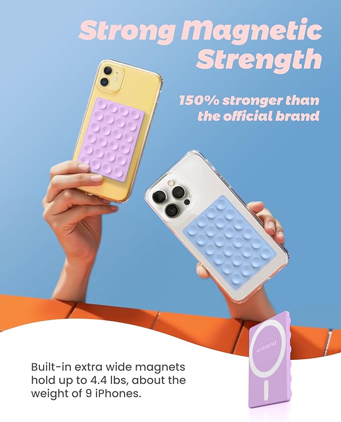 amBand ASMR Stuff Silicone Suction Phone Mount, Stable Hands-Free Sticky Holder for iPhone, Cute Aesthetic Gear for TikTok Influencers & ASMR Content Creator, Lilac Purple