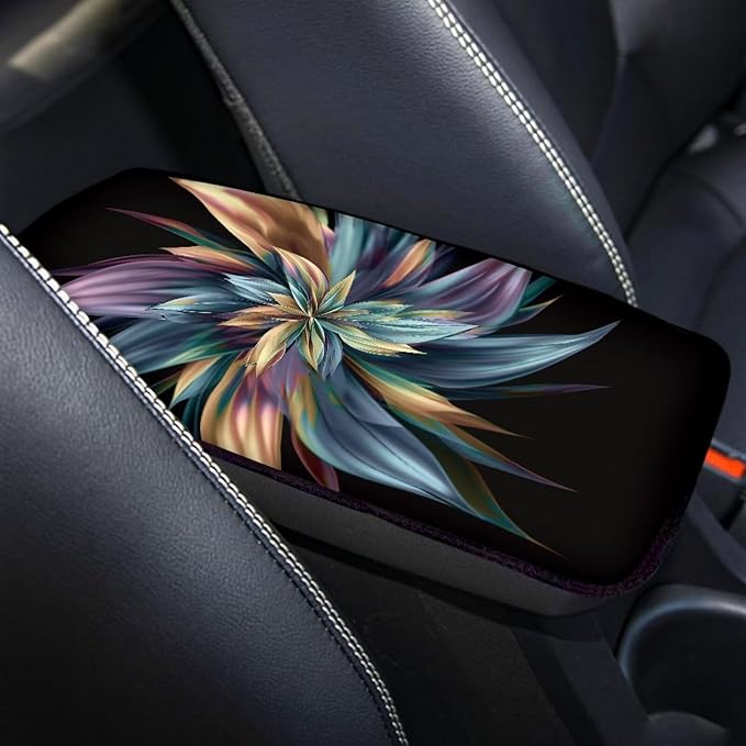 3D Flower Auto Center Console Pad Stylish Car Accessories for Women Durable Car Center Console Armrest Cover, Easy to Install & Wash