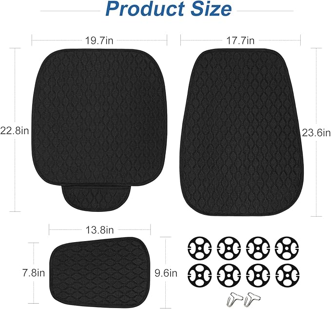 1 Pack Linen Car Seat Cover Front Seat Covers Soft & Breathable Front Premium Covers with Non-Slip Protector Universal Fits Most Automotive, Vans, SUVs, Trucks (1Pack Black)