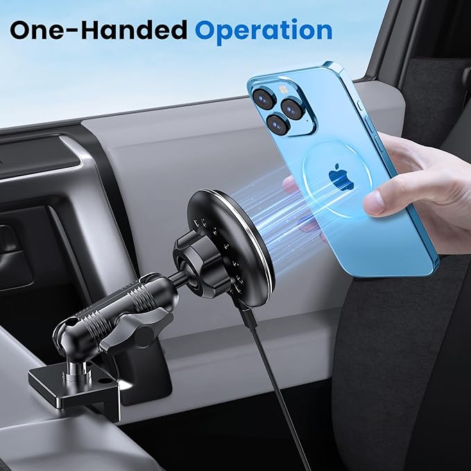 DIAMOOKY Metal Phone Mount for Toyota 4Runner 2024 2023 2022 2021 2020-2010 5th Gen 4runner Accessories Dash Cell Phone Holder W/Wireless Charging Adjustable Phone Stand Fit for All Smartphone