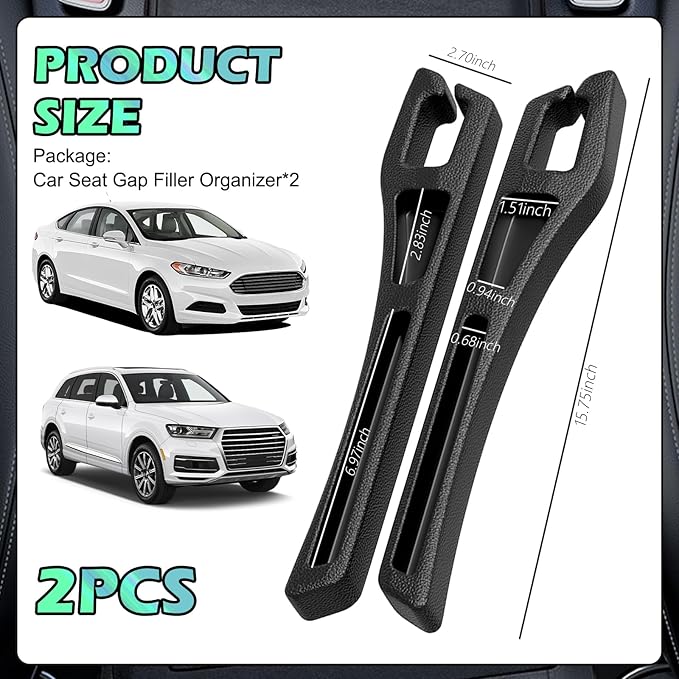 2PCS Car Seat Gap Filler Organizer with Phone Holder,Upgraded Cars Gap Seat Filler Blocks Items from Falling Out,2 in 1 Car in Between Cars Seats Catcher as Center Console Organizer