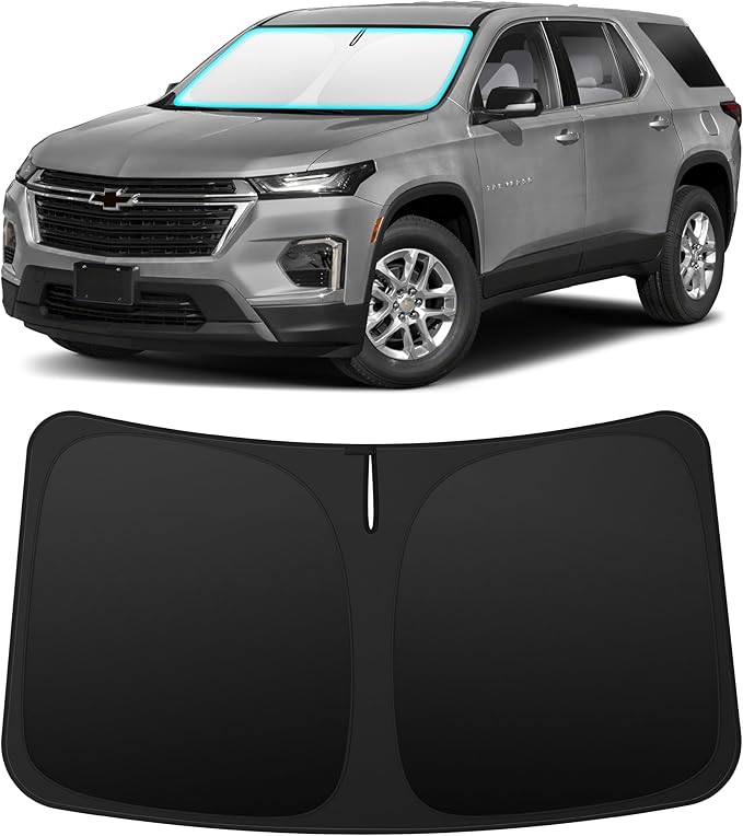 INSAUTO Custom Fit Windshield Sun Shade Accessories for Chevrolet/Chevy Traverse 2018-2023, Foldable Front Window Sunshade, UV & Heat Reflector, Keeps Interior Cool, Includes Storage Bag