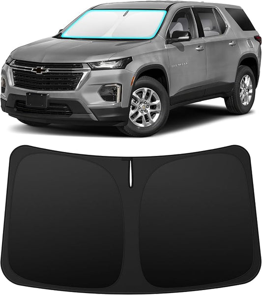 INSAUTO Custom Fit Windshield Sun Shade Accessories for Chevrolet/Chevy Traverse 2018-2023, Foldable Front Window Sunshade, UV & Heat Reflector, Keeps Interior Cool, Includes Storage Bag