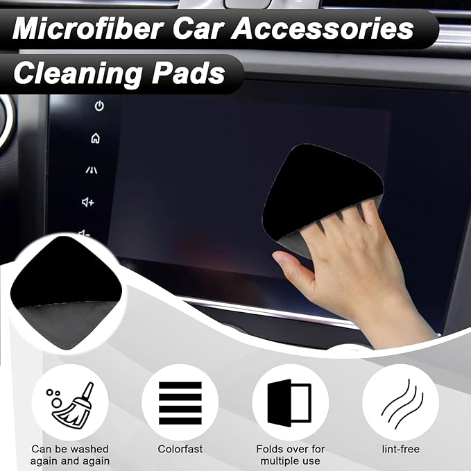 Car Screen Cleaner, 4.1''×4.1'' Microfiber Dashboard Wipes, Square Microfiber Cloth, Car Display Wipes,Vehicle Screen Cleaner Tool universal for Car Dashboard Car Display Car Interior Tools (Black)