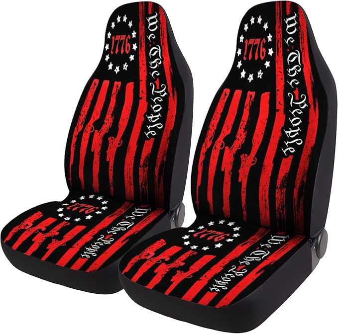 GENANY We The People Car Seat Covers Set of 2, American Breathable Front Seat Covers for Truck Sedan SUV, American Flag Car Accessories, for Women Men