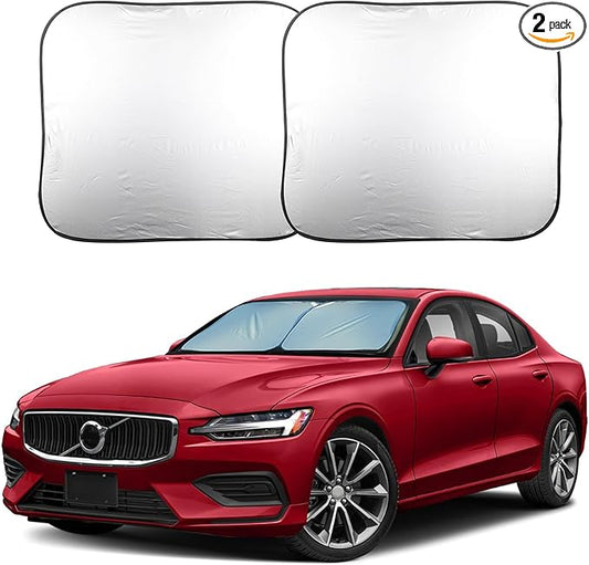 EcoNour Car Windshield Sun Shade Foldable, 2 Piece Car Sunshades Reflect UV Rays and Heat, Front Windshield Sunshade for Car Window and Interior Protection, Medium 31 x 28 Inches