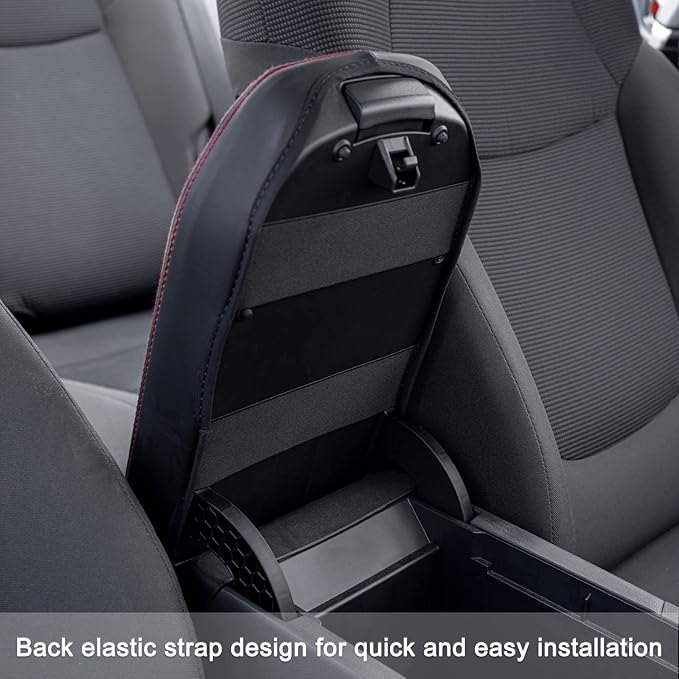JDMCAR Center Console Armrest Cover for 2025 Toyota RAV4 Accessories 2024 2023 2022 2021 2020 2019 Leather Middle Console Lid Cover Pad Protector Elbow Arm Rest Covering Car-(Red)