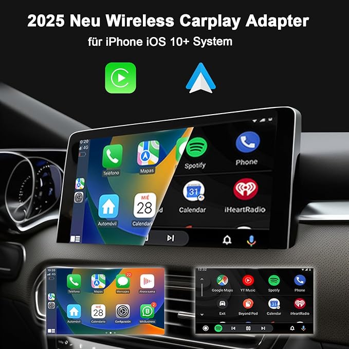 2-in-1 Wireless Carplay Adapter with Wired Carplay (USB to C), Metal Design Mini Wireless CarPlay Adapter for iPhone iOS 10+ System (2026 Upgraded)