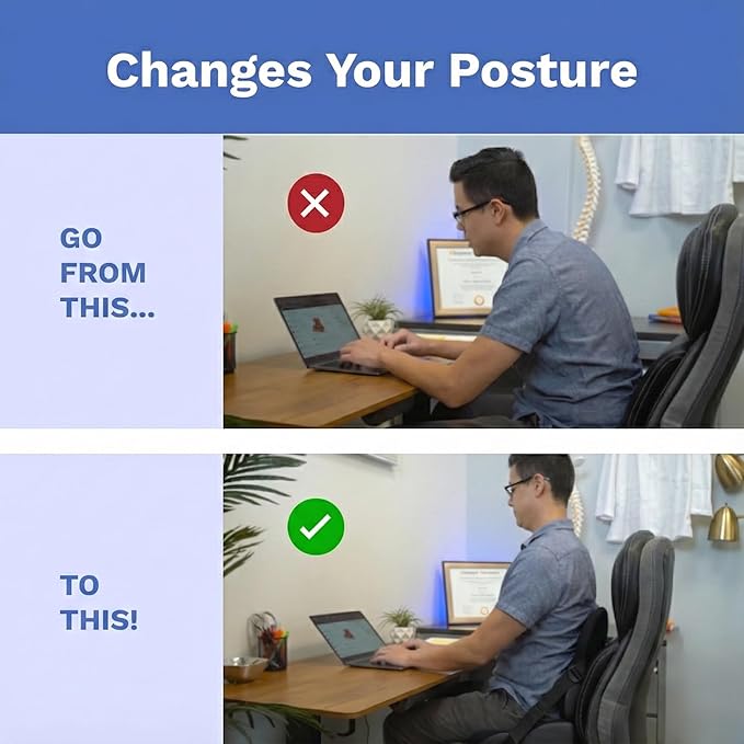 Adjust Lumbar in Any Seat | Developed by a Doctor | Seat Cushion for Office Chair, Car, Truck Driver, Bleachers | Pressure Relief | Designed w/Spine Specialists for Long Sitting Hours