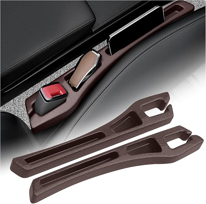 2PCS Car Seat Gap Filler Organizer,Multifunctional Car Gap Filler Organizer Storages Phone Key Avoids Things Falling,Universal Car Blocker Between Seats Cars Accessories (Brown)