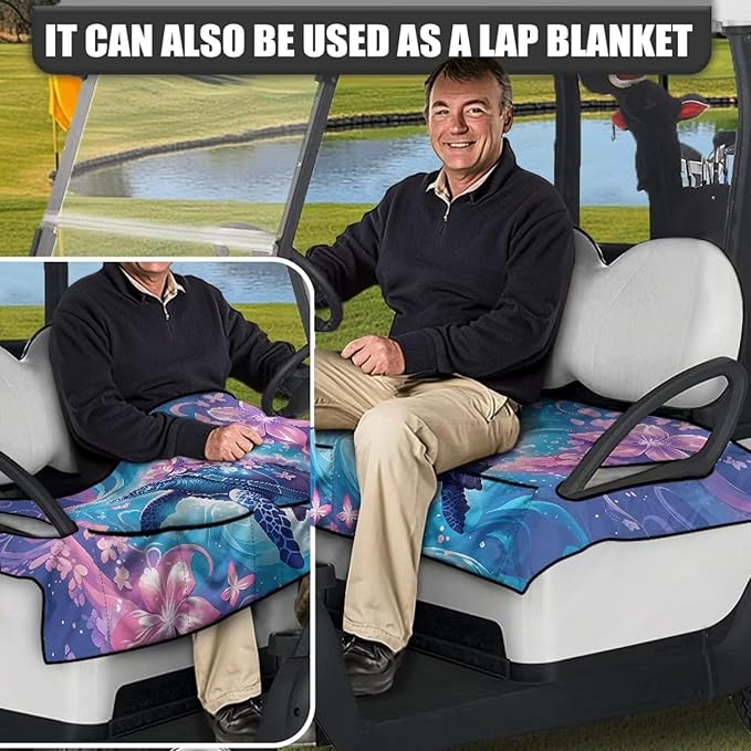 Biyejit Golf Cart Seat Covers with 4 Pockets Golf Cart Seat Towel Blanket Fits 2-Seat Golf Carts, Golf Cart Accessories