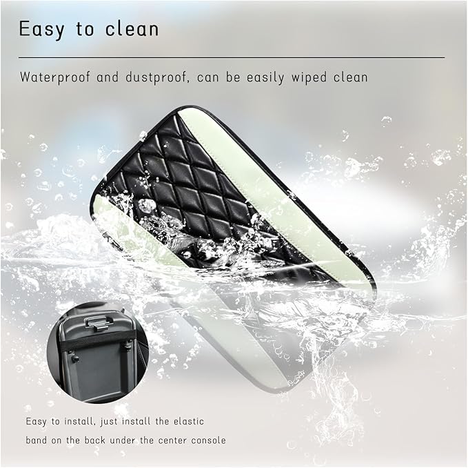 Car Center Console Cushion Pad, Universal Leather Waterproof Armrest Seat Box Cover, Comfortable Auto Armrest Cover Protector, Car Interior Decor Accessories for Most Vehicles (Green)