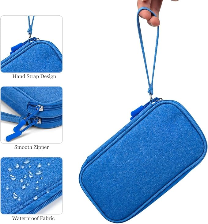 Electronics Accessories Organizer Pouch, Electronic Organizer Travel Case Cable Organizer for Cable, Charger, SD Card, Business Travel Gadget Bag (Blue)
