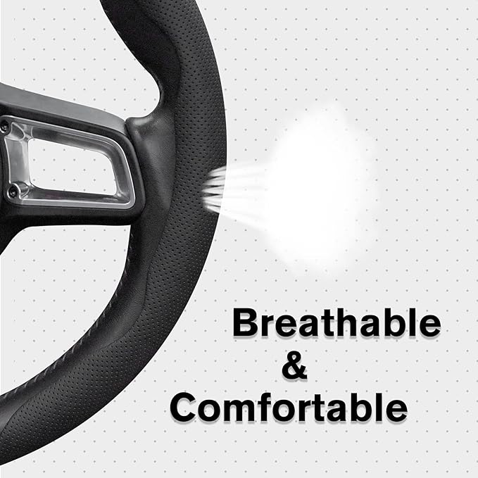 Amiss Nappa Leather Steering Wheel Cover, 2PCS Segmented Wheel Protector, Universal 99% Car Wheel Cover (Black)