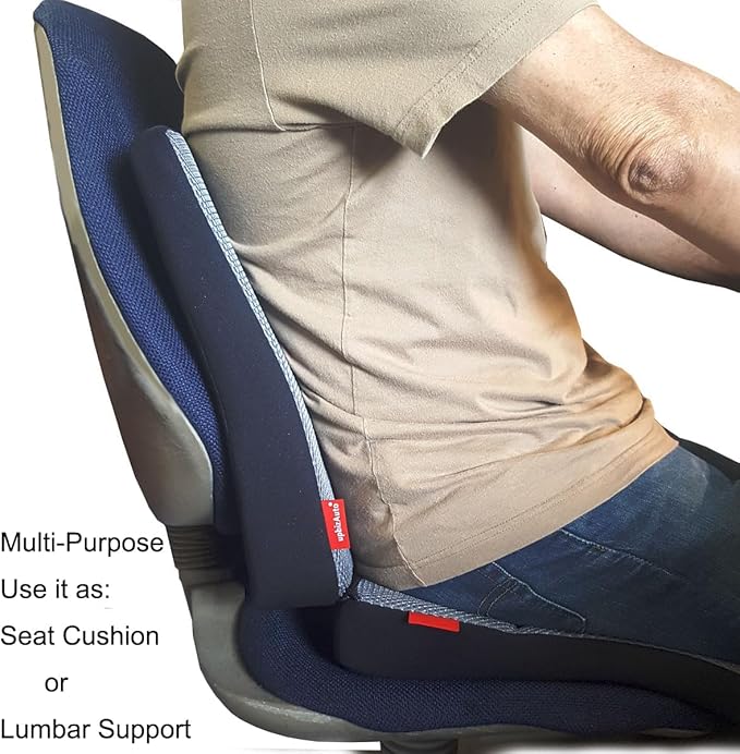Yupbizauto New Breathable Comfortable Ergonomic Wedge Car Seat Office Chair Back Support Cushion (Black Mesh)