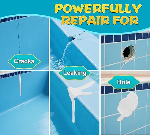 Pool Putty 12oz - 2 Part Epoxy Putty for Leaks Underwater or Above, Fast Repair Crack, Leak - Pool Sealant Filler for Fixing Tile, Concrete, Cement, Wood, Plastic Etc, Be Sanded, Drilled ＆ Painted