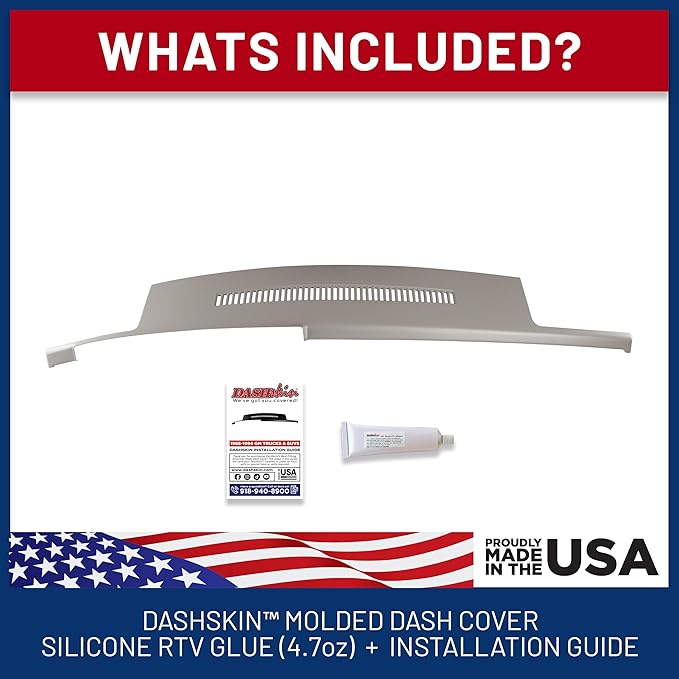 DashSkin Dash Cover Compatible with 1988-1994 C1500 C2500 C3500 K1500 K2500 K3500 Silverado Sierra Tahoe Yukon Suburban in Light Grey (AKA Warmer Grey) - Hard Molded Plastic Dashboard Cap