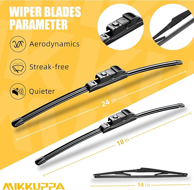 MIKKUPPA 24"+18"+14" Windshield Wiper Blades Replacement for Mazda CX-5 2017 2018 2019 2020 2021 2022 2023 Original Factory Quality All Season Front Rear Wiper Blade Set (Pack of 3)