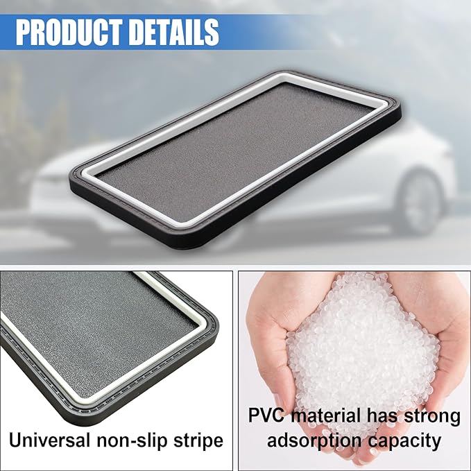 Car Dashboard Anti-Slip Grip Mat, Cell Phone Holder Gel Pad, Multifunctional Dashboard Sticky Pad, Universal Vehicle Interior Accessories for GPS, Keychains, Sunglasses (White)
