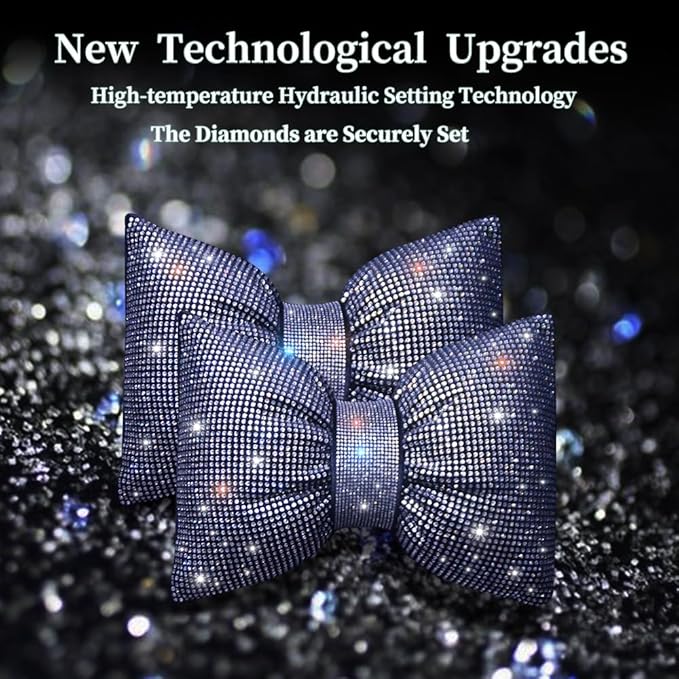 Car Neck Pillows Bowknot Car Headrest Cushion Crystal Rhinestone Diamond Bling Accessories for Women Driving Comfort Neck Support Pillow White 2Pcs