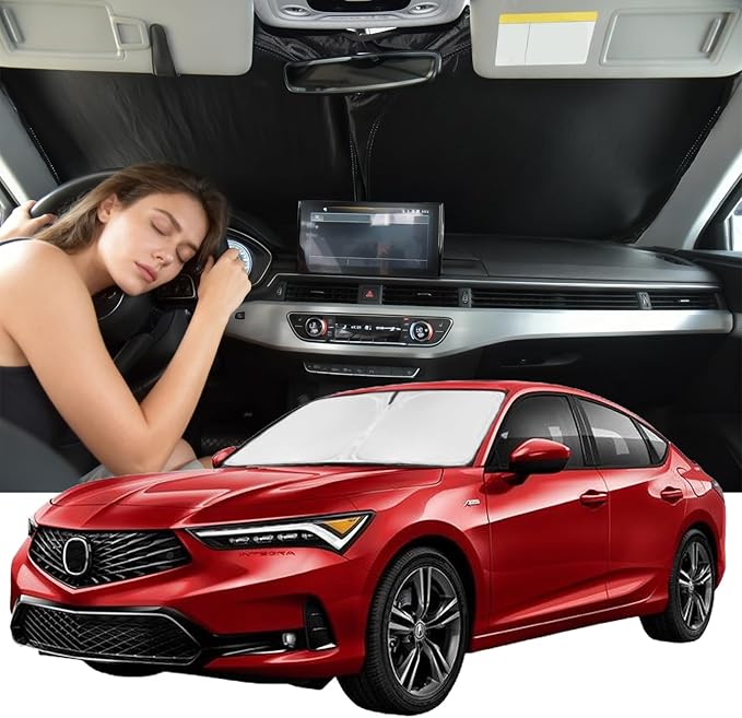 Windshield Sunshade for Acura Integra 2023-2026 Sun Shade Car Windshield Accessories Upgrade 4 Layers Blocks UV Rays Custom Fit Integra 240T Car Window Shades Front Windshield Keep Cool Foldable