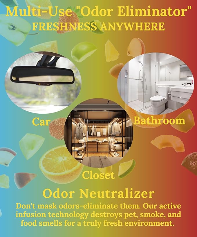Hanging Air Freshener Car Diffusers - Long Lasting Scent, Odor Eliminator, Home Essentials, Fresh car fragrance diffuser - 3 Pack- Fruit Blast