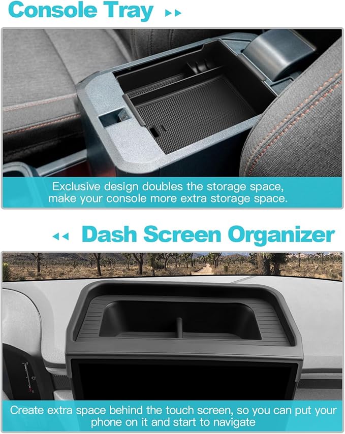 CDEFG 2PCS for 2025 2026 Ford Maverick Center Console Organizer Tray, for 2025 2026 Ford Maverick Accessories Dash Screen Organizer Dashboard Behind-Screen Storage Box