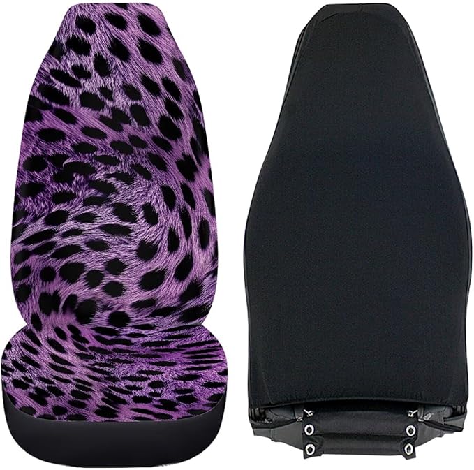 Car Seat Covers Protector Cushion for Women Men Girls Boys, Purple Leopard Print Design Car Interior Cover