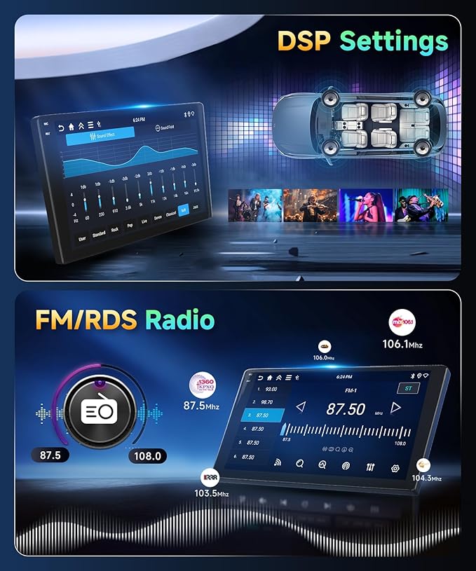 4G 128G Car Stereo for Honda Civic 2006 2007 2008 2009 2010 2011 Radio,10.1" Incell Touchscreen Wireless Carplay Android Auto 36EQ Bluetooth 5.0 Android 15 GPS WiFi FM/RDS Backup Camera