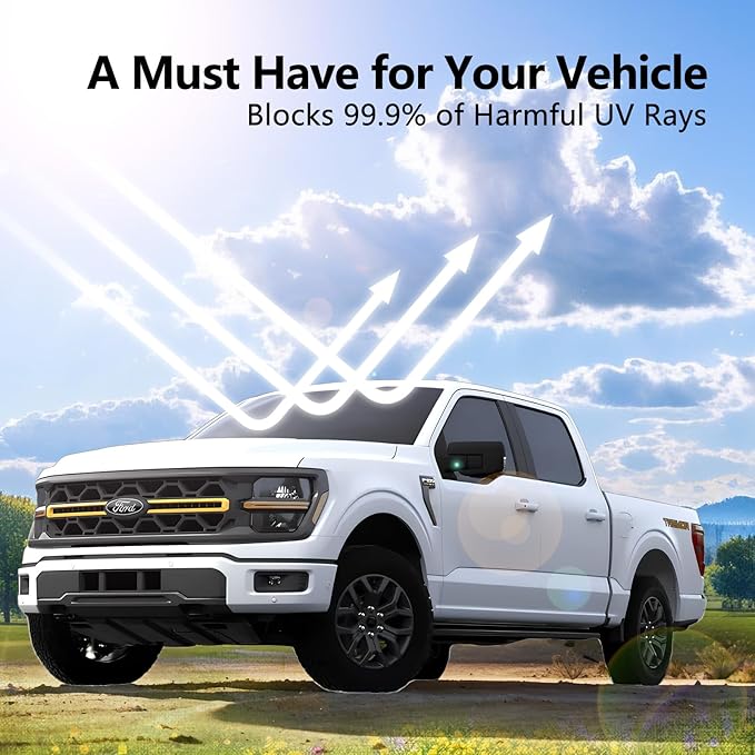 for 2015-2026 Ford F150 - Upgraded F-150 Sunshade for 240T 4-Layer UV Blocking Front Windshield Sun Shade, Collapsible Heat Shield with Storage Bag, Custom Fit for Ford F150 Car Accessories