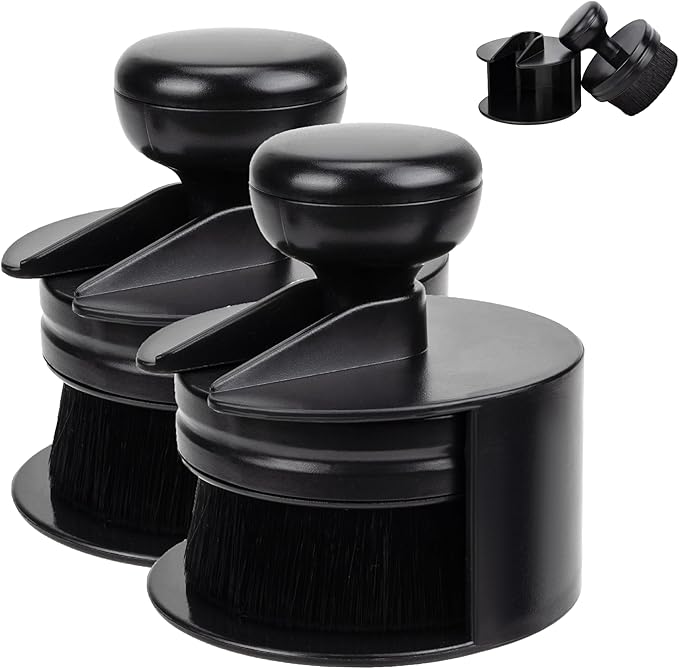 2 PCS Tire Shine Applicator Brush, Tire Shine Brushes, Tire Dressing Brush Applicator with Seal Cover, Tire Brush for Car Detailing, Tire Gel Applicator, High Density Detail Factory Tire Brush (Black)