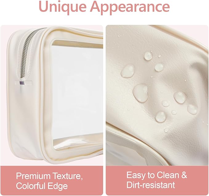 PACKISM Clear Makeup Bag - TSA Approved Toiletry Bag for Carry-on & Checked Luggage, Water Resistant Car Storage Organizer with Reinforced Seams