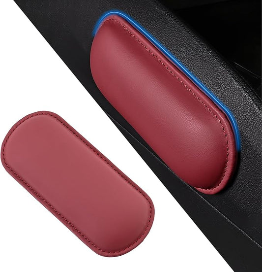 Car Center Console Knee Leg Elbow Cushion Pad, Soft Leather Door Armrest Foot Care Thigh Support Comfort Pillow, Auto Interior Accessories for Knee Pain Relief (Red)