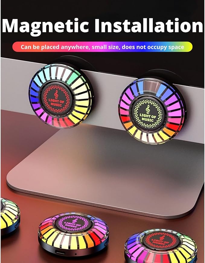Car RGB Rhythm Lamp, Voice Activated Music Rhythm Light, Colorful LED Magnetic Sound Control Rhythm Lamp Pickup Sync Lights for Car Gaming DJ Stereo Lighting