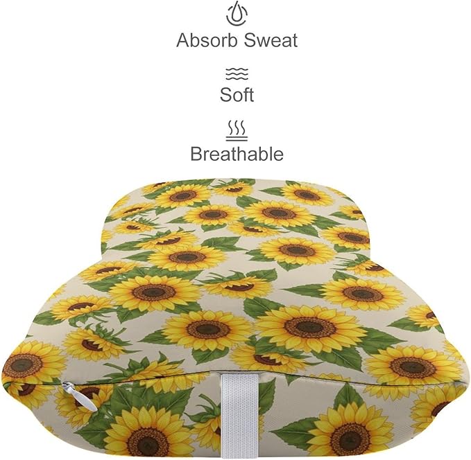 Car Headrest Pillow Compatible with Yellow Sunflowers, Cartoon Neck Pillow for Car, 2 Pcs Comfortable Soft Car Seat Pillow for Driving,Head Rest Cushion, Cute Neck Pillow for Travel