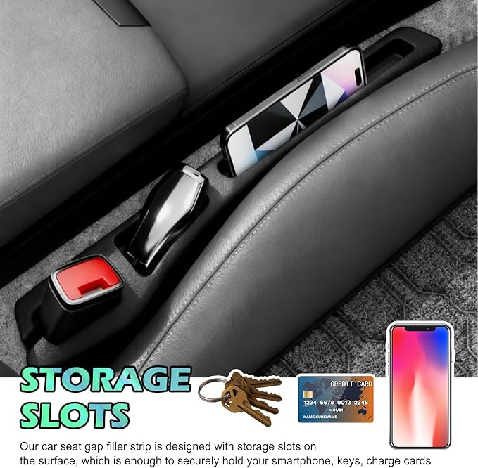 2PCS Car Seat Gap Filler Organizer with Phone Holder,Upgraded Cars Gap Seat Filler Blocks Items from Falling Out,2 in 1 Car in Between Cars Seats Catcher as Center Console Organizer