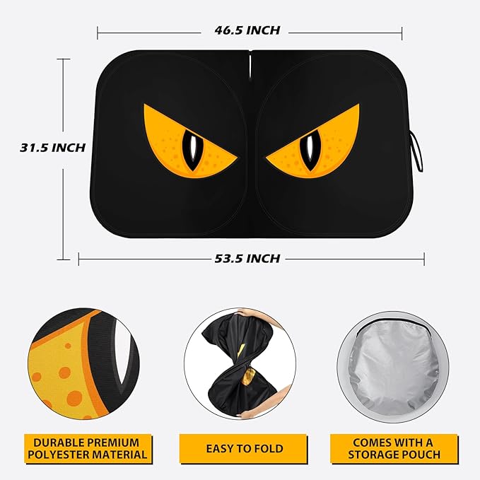 Car Windshield Sun Shade - Reflector Sunshade Offers Ultimate Protection for Car Interior, Cool Reflective Sun Blocker Fits Small Sedans, Mini SUVs