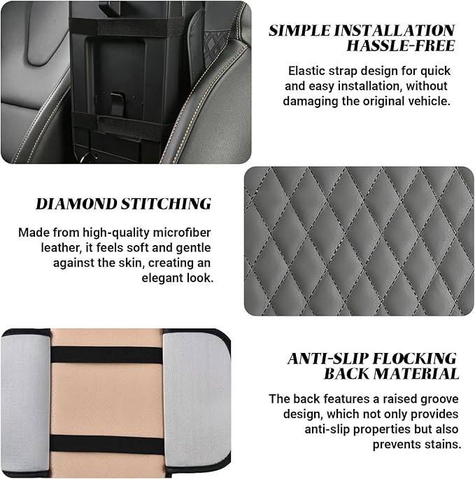 Car Center Console Cover, Upgraded Microfiber Car Armrest Cover Cushion, with 2 Storage Bags Scratch, Resistant Leather Cars Armrest Storage Box Universal Vehicles Accessories (Gray)