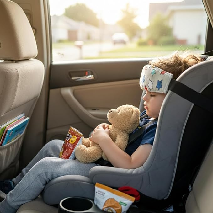 3 Pcs Baby Carseat Head Support,Car seat Straps Pillow Support Ban,Stroller Neck Relief Strap Headrest,Slumber Sling Sleep Positioner for Toddler Infants Child Children Kids(Arrow, Star)