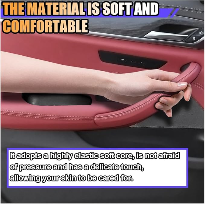 2PCS Car Door Armrest Pads, Soft Memory Foam Car Knee Leg Elbow Cushion, Leather Car Arm Rest Pillow for Comfort Support, Universal Car Interior Accessories for Most Vehicles (Black)
