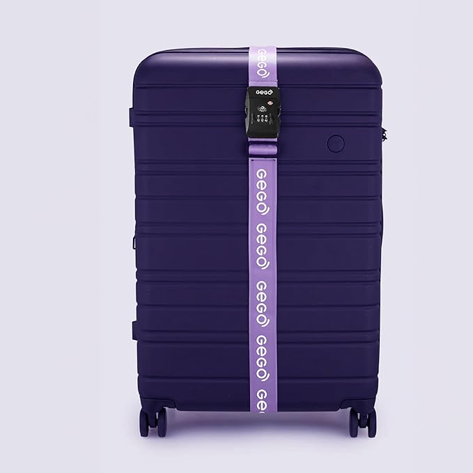 GEGO Premium Travel Kit, Sleep Mask 3D Contoured Eye with Soft Memory Foam, Luggage Tag Waterproof Resistant and Strap with Lock for Luggage TSA Approved (Sleep Mask Black/Luggage Tag Purple)