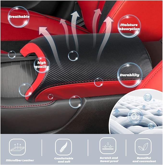 SHAOHAO 2023 RDX Armrest Cover for 2022 2023 Acura RDX Center Console Cover, Middle Console Lid Cover 2023 RDX Armrest Seat Box Protector Pad Elbow Arm Rest Cushion for 2022 2023 Acura RDX