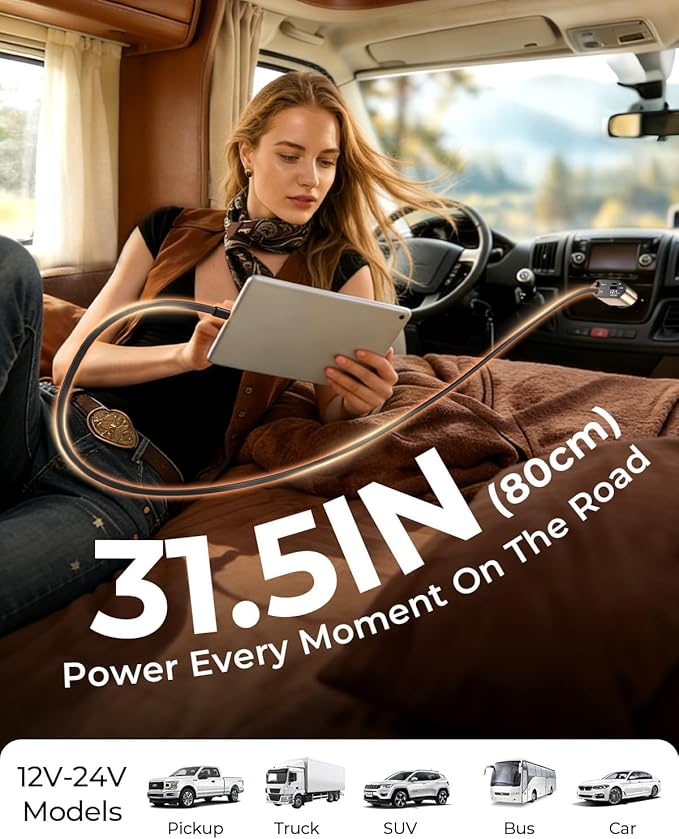 2026 MimAuto 4 in 1 Retractable Car Charger, Car Charger USB C Fast Charger, Car Charger for iPhone 17/16/15/14/13, Samsungs, Tablets, Dash cams, Switch, Gold Car Accessories for Men Women