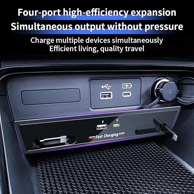 Car USB Hub Docking Station for Honda CR-V CRV 2023 2024 2025 2026 Type-C Fast Charger Auto Interior Centre Console Accessories Cigarette Lighter Decoration Phone Wireless Charging Adapter
