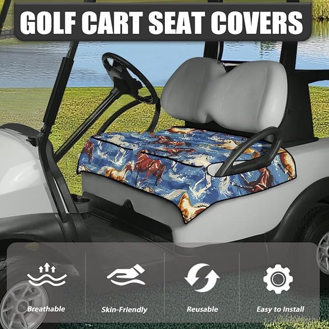 Biyejit Golf Cart Seat Covers with 4 Pockets Golf Cart Seat Towel Blanket Fits 2-Seat Golf Carts, Golf Cart Accessories