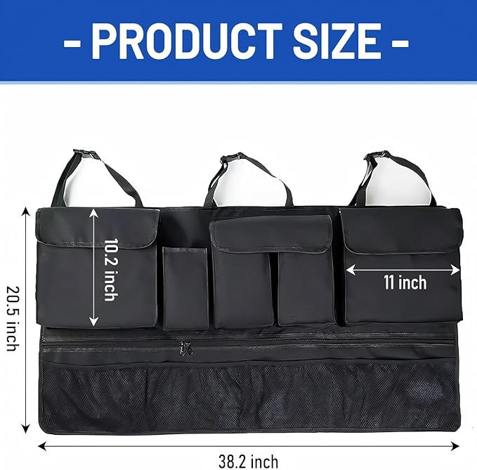 Universal Car Trunk Organizer,Large Capacity Backseat Organizer (40"*20") with 10 Pockets,Car Storage Bag for SUV/MPV/Truck (Single Pack, Black)